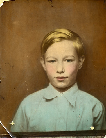 Photograph of Andy Warhol as a young boy about eight years old.