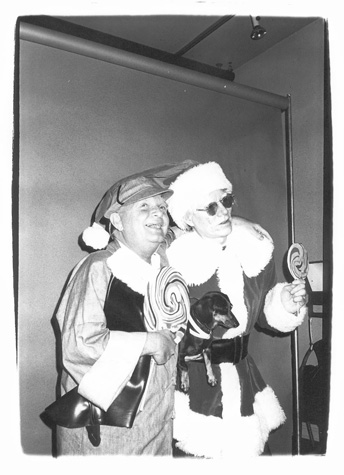Andy Warhol and author Truman Capote posing in a photoshoot for the cover of the 1978 holiday issue of High Times magazine.