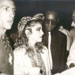 Madonna, Kenny Scharf, Juan Dubose and Keith Haring captured in a 1985 candid photo by Andy Warhol.