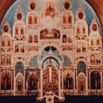 View of the sanctuary and altar of St. John Chrysostom Byzantine Catholic Church in Pittsburgh, Pennsylvania.