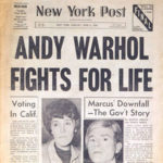 Front page of the New York Post with the headline "Andy Warhol Fights for Life".