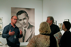 Donald Warhola gives a tour in the galleries