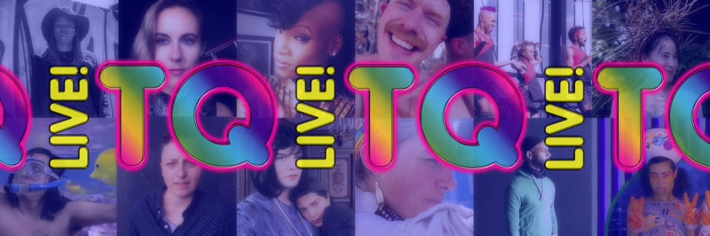 TQ Live! logo on top of 12 photographs of various people. There is a color filter over all of the photos.