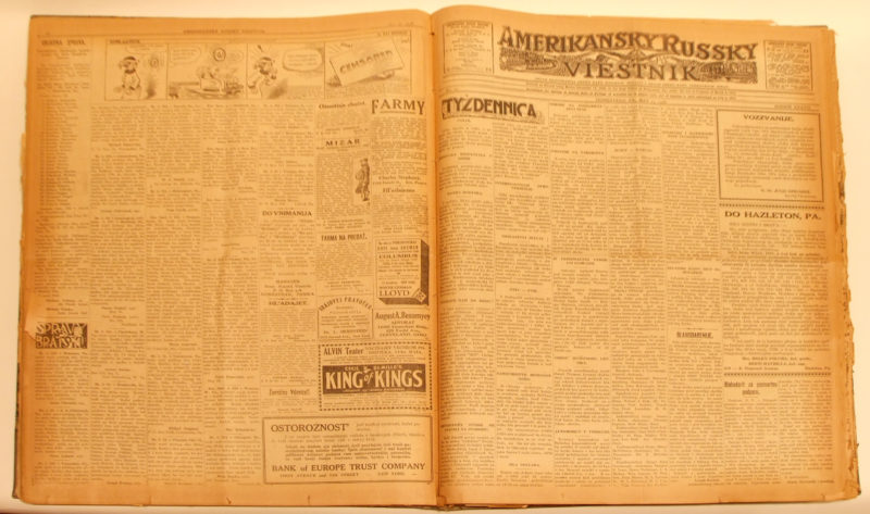 Aerial view of newspaper.