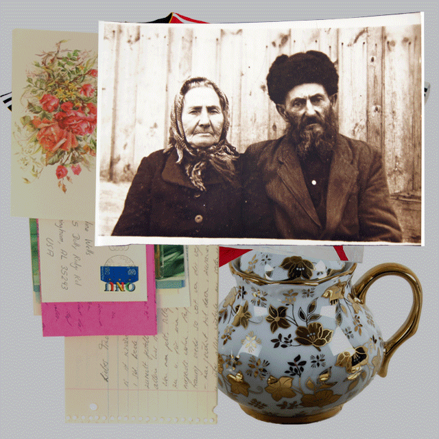 Various items representing different immigrant communities in the United States, including kitchenware, photographs, and letters.
