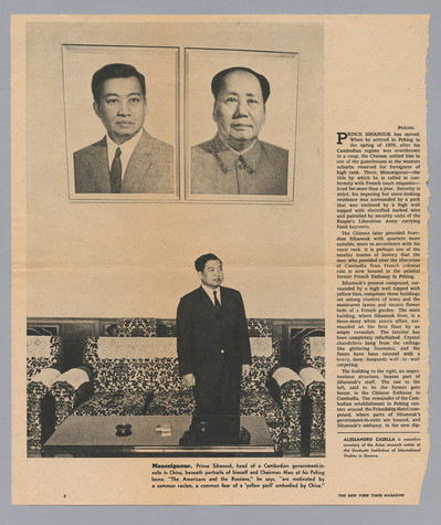 A newspaper clipping from The New York Times, dated January 23, 1972. The image is an official photo of China’s revolutionary leader Mao Zedong. He is shown wearing a collared tan coat with combed back black hair.