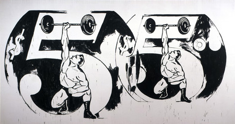Side-by-side illustrations of weightlifter superimposed against the number 5.