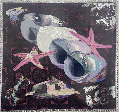 A colorful artwork depicting starfish and goggles