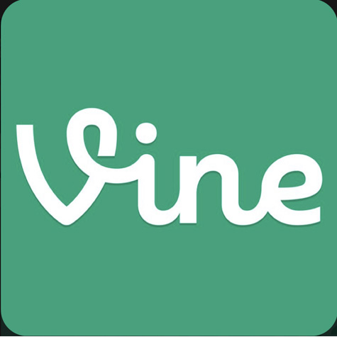 The word Vine written in cursive on a green background