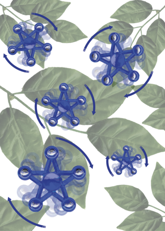 Blue fidget spinner repeated on leaves
