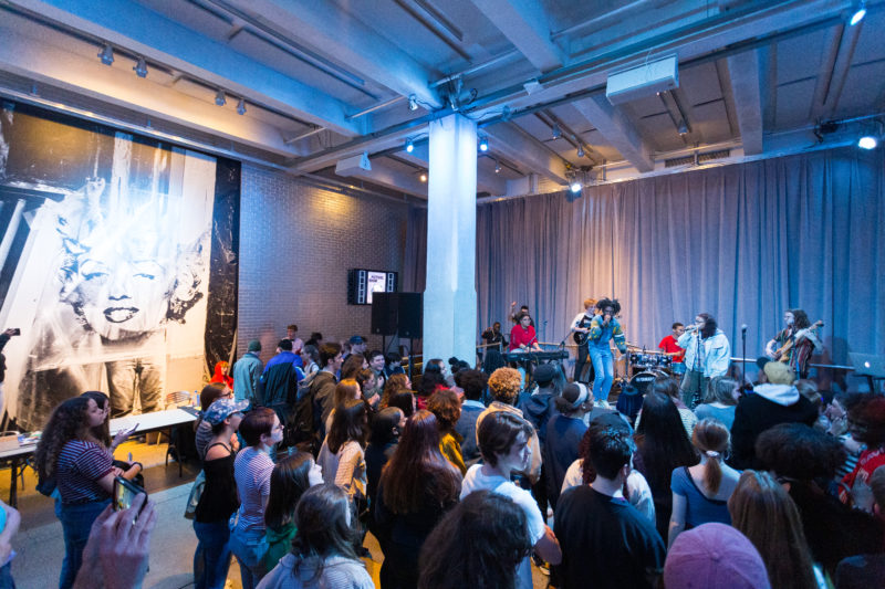 People watching a live music performance.