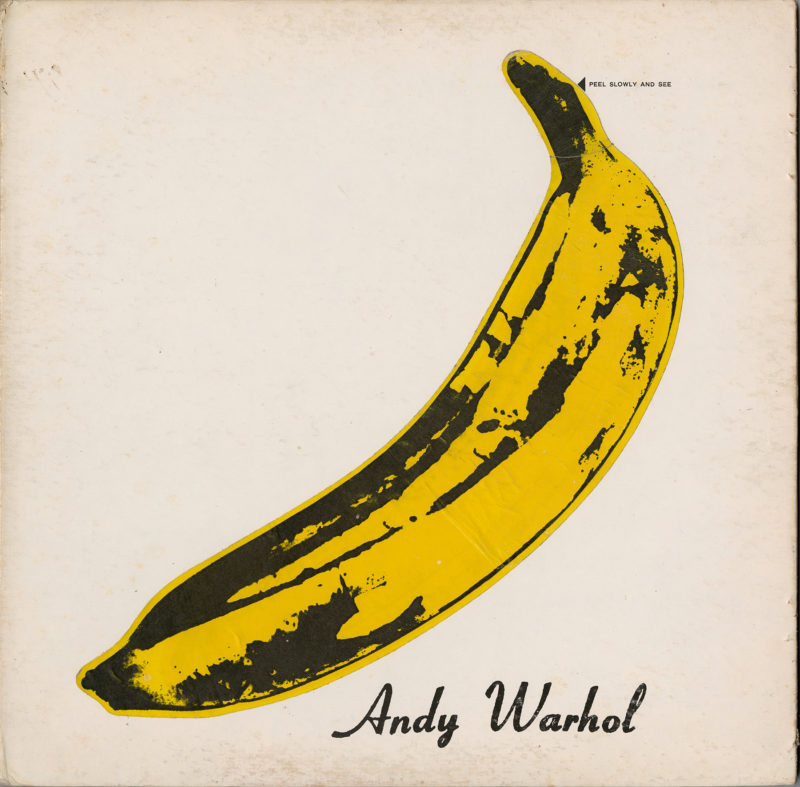 Cover art for The Velvet Underground & Nico, a screen printed image of a banana with Andy Warhol's signature below it
