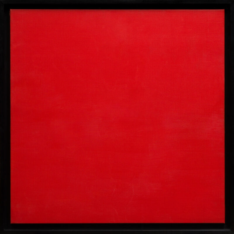 Canvas painted solid red with black border.