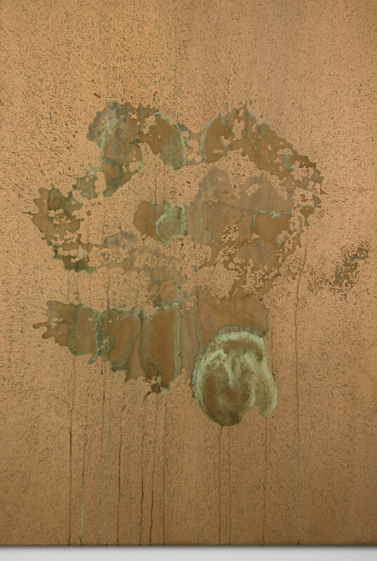 A detail view of Andy Warhol's Oxidation (1978).