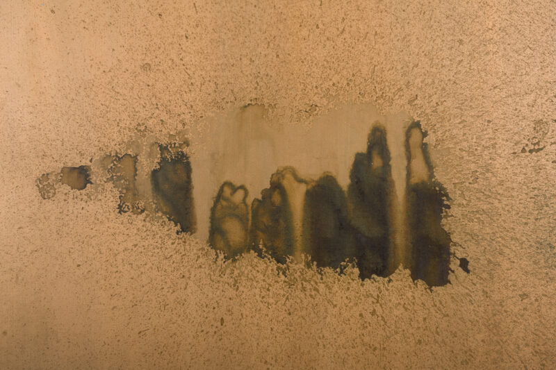 A detail view of Andy Warhol's Oxidation (1978).