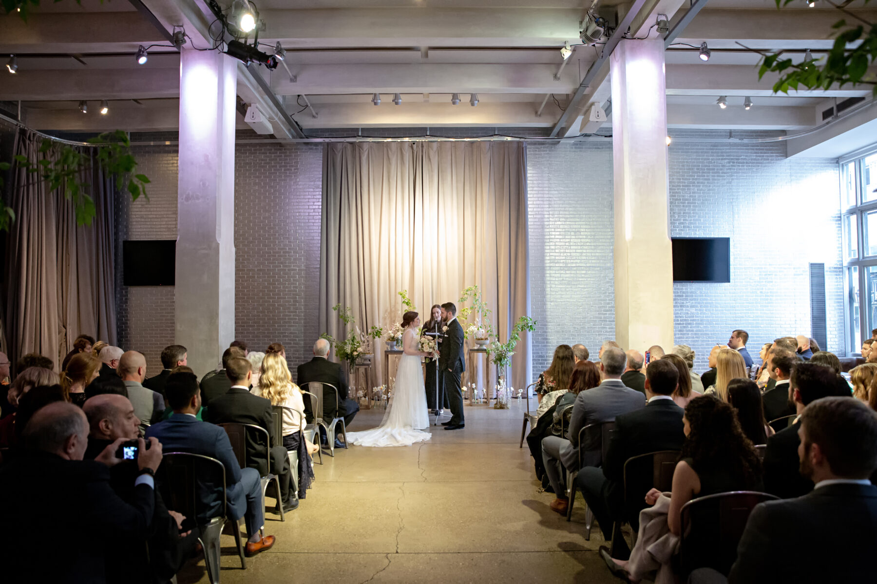 A wedding ceremony in the entrance space of The Andy Warhol Museum.