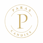 Golden circular logo of Paras Candies